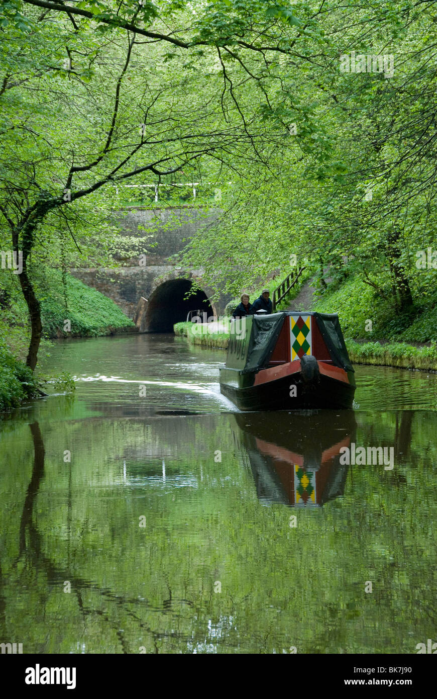 Stretto di crociera in barca il Llangollen Canal, England, Regno Unito, Europa Foto Stock