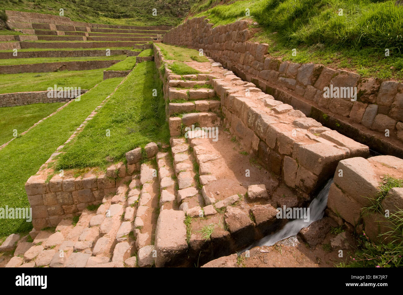 Tipon che era parte di un royal hacienda appartenenti alla Inca Yahuar Huaca situato vicino a Cusco, Perù Foto Stock