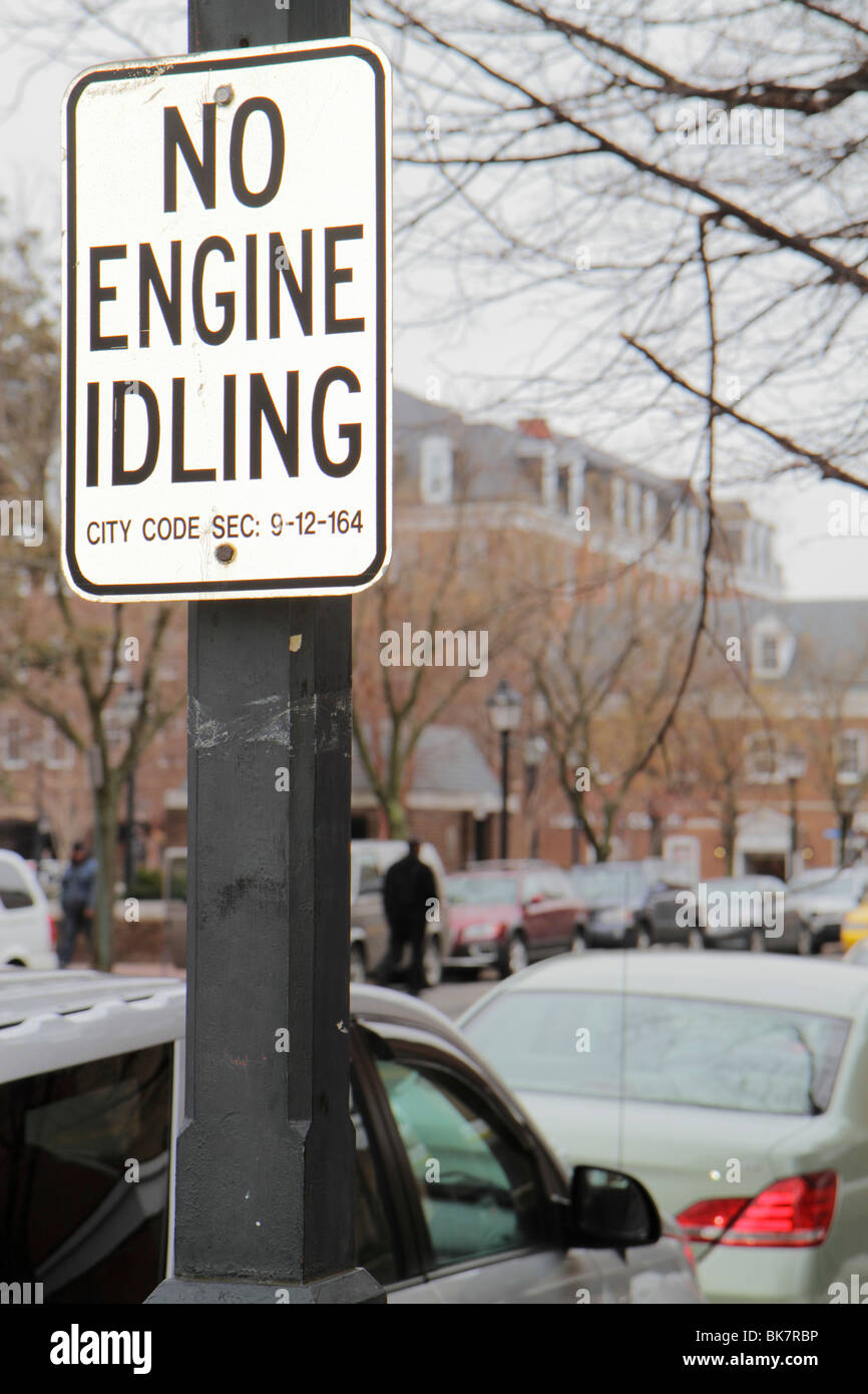 Alexandria Virginia, Old Town, quartiere storico, North Royal Street, codice della città, nessun motore al minimo, segno, VA100223015 Foto Stock