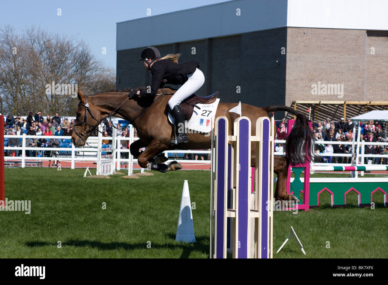 Womens finale di Coppa del Mondo di pentathlon serie show jumping event Medway Park Gllingham Kent Foto Stock