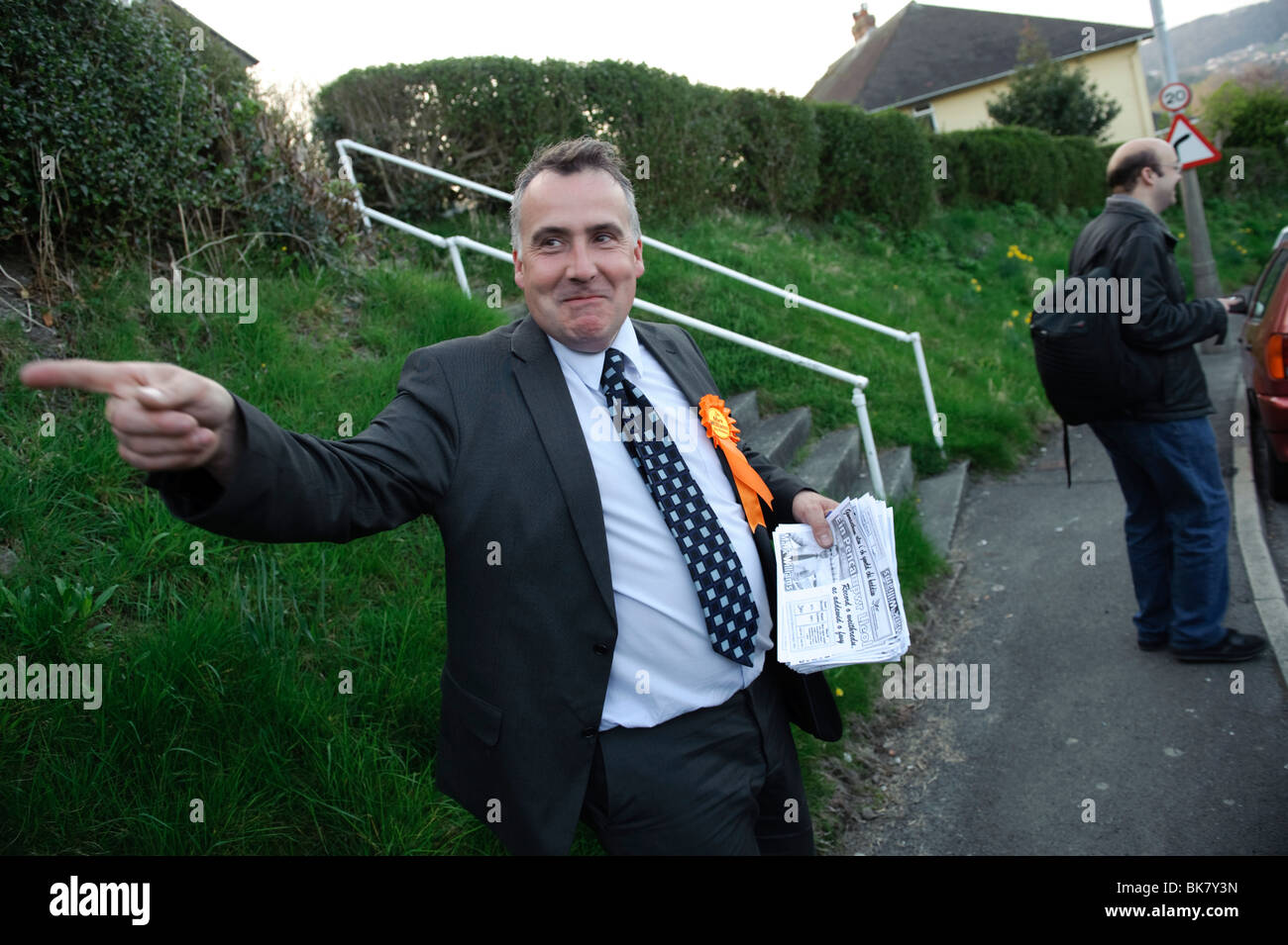 Mark Williams, il gruppo del Partito europeo dei liberali democratici candidato nella circoscrizione Ceredigion 2010 campagna elettorale, Wales UK Foto Stock