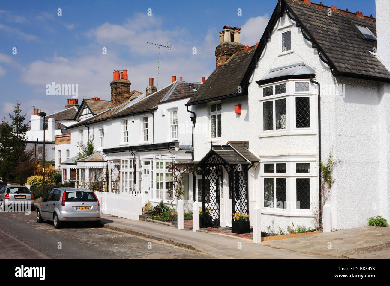 Fila di cottage Vittoriani, Chislehurst, Kent, England, Regno Unito Foto Stock