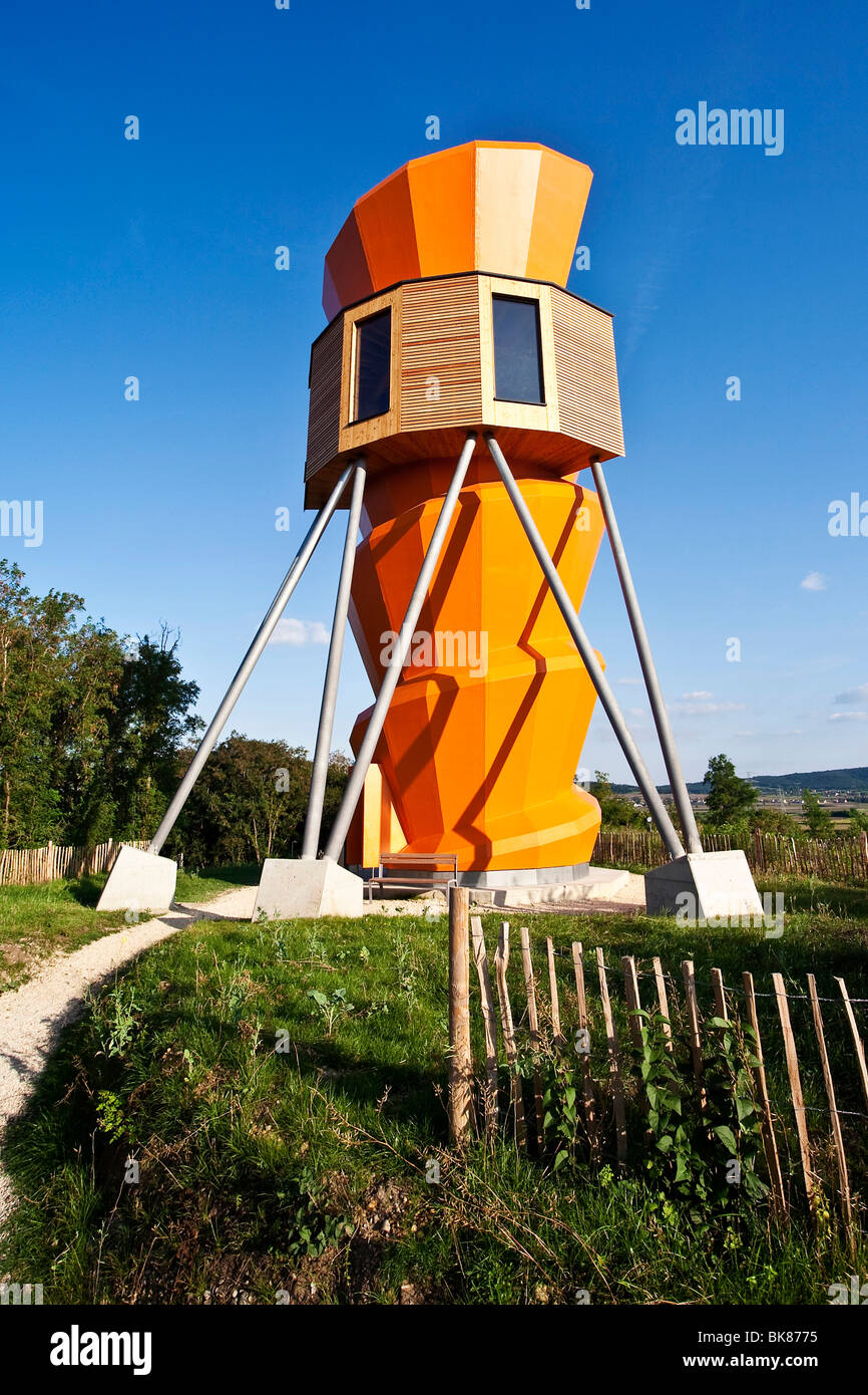 Torre di osservazione di fossili nel mondo Stetten, Weinviertel, Vino trimestre, Austria Inferiore, Austria, Europa Foto Stock