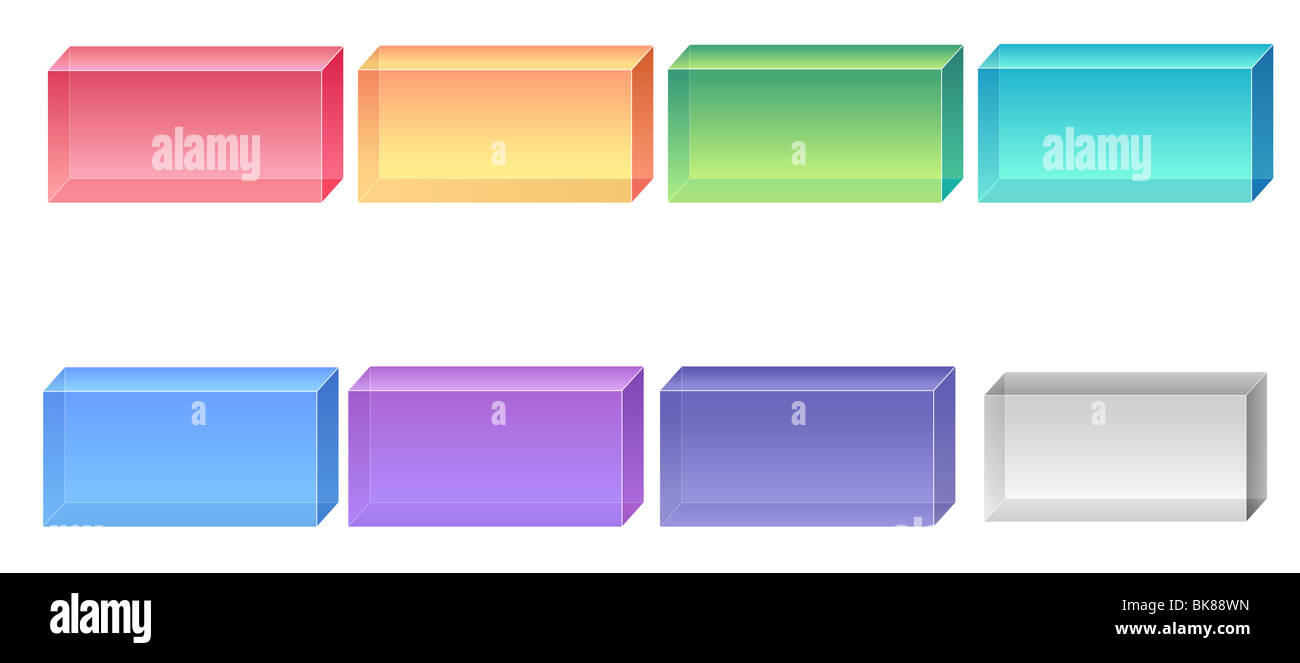 Quadrato di colore i pulsanti di vetro per la progettazione Foto Stock