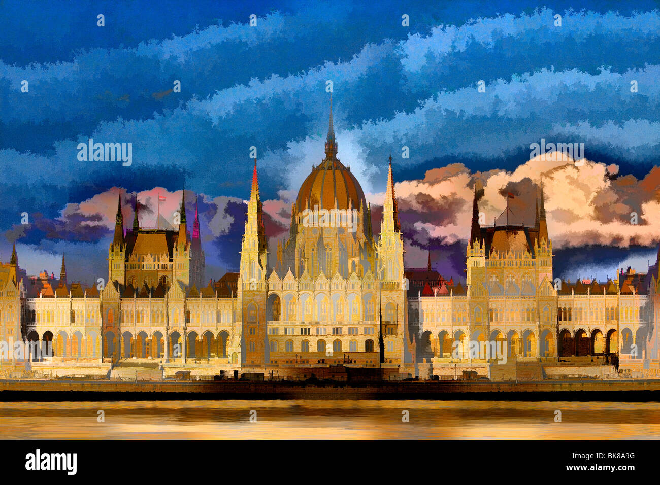 Interpretazione artistica del Palazzo del Parlamento, Budapest, Ungheria Foto Stock