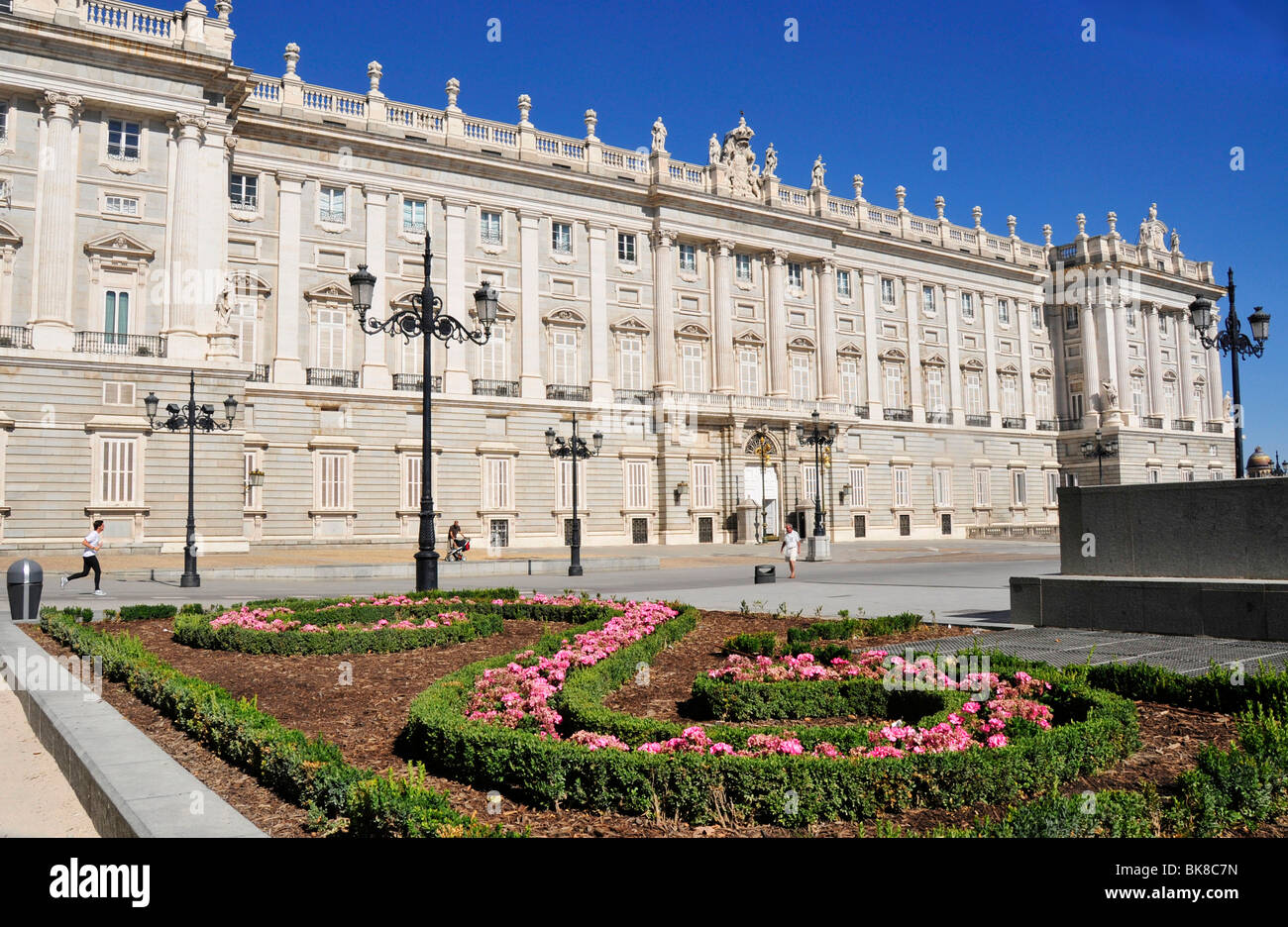 Facciata del Palacio Real, Royal Palace, Madrid, Spagna, Penisola Iberica, Europa Foto Stock