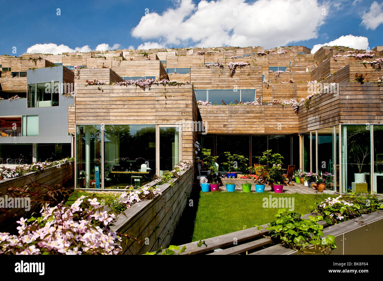 Moderno stile di montagna apartment house di Copenhagen, Danimarca, in Europa Foto Stock