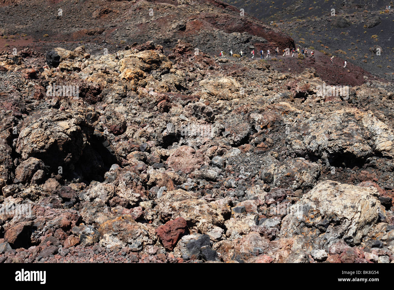 Le rocce vulcaniche al vulcano Teneguía, La Palma Isole Canarie Spagna, Europa Foto Stock