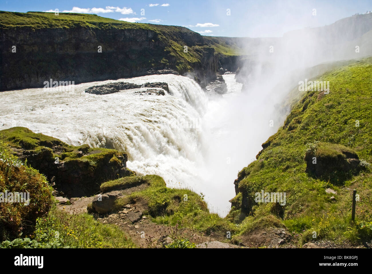Hvita Canyon, cascata dorata, Cascate Gullfoss, fiume Hvita, Islanda Foto Stock