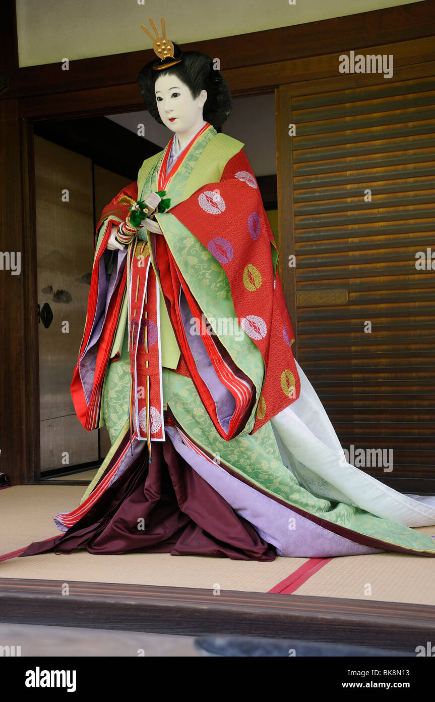 Costume tradizionale dal periodo Haian, apertura del Palazzo Imperiale per il pubblico in generale, Kyoto, Giappone, Asia orientale, Asia Foto Stock
