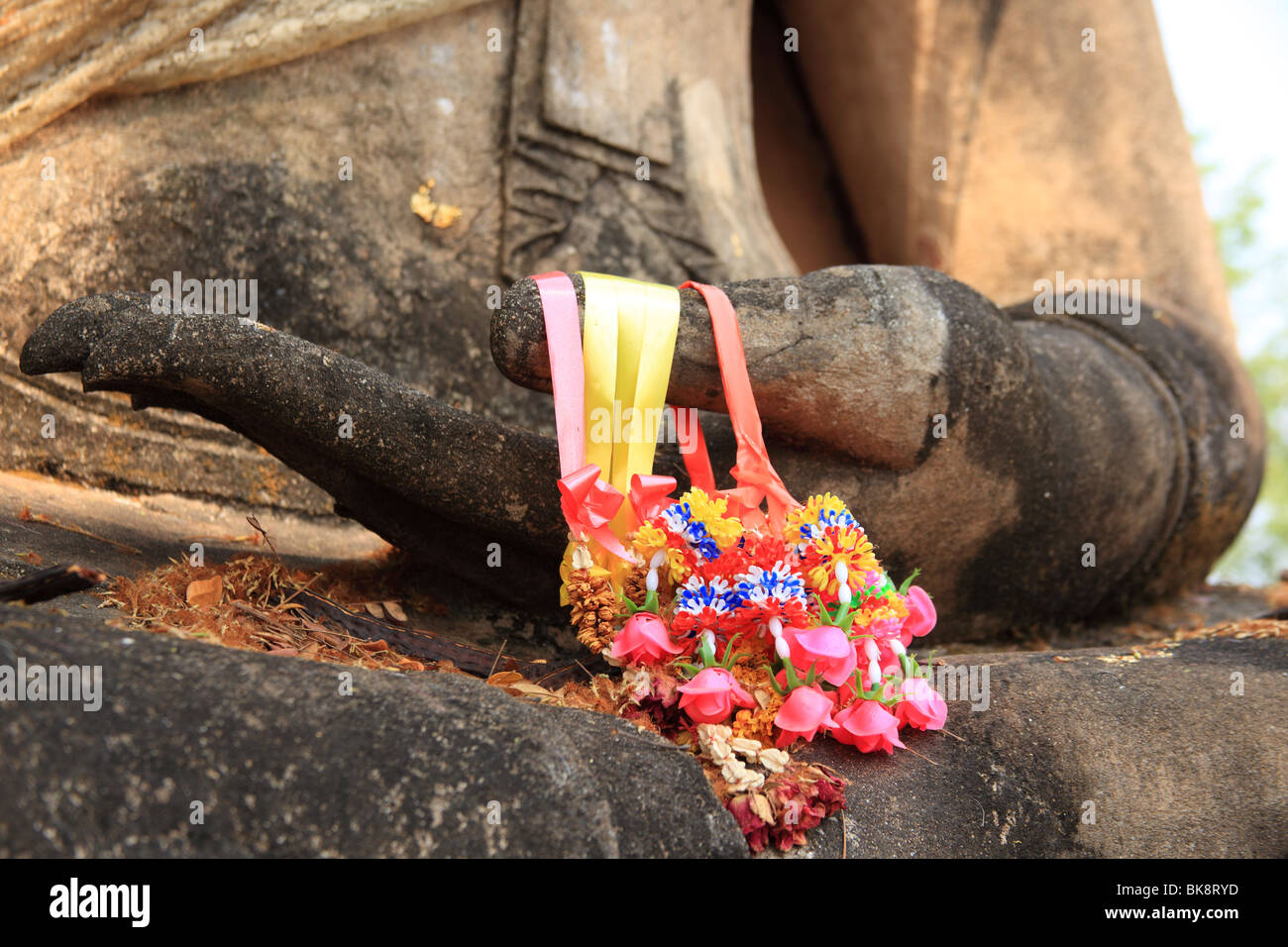 Statua del Buddha al Wat Sr i Rattanamahathat Chanliang, in Sri Satchanalai, Thailandia Foto Stock