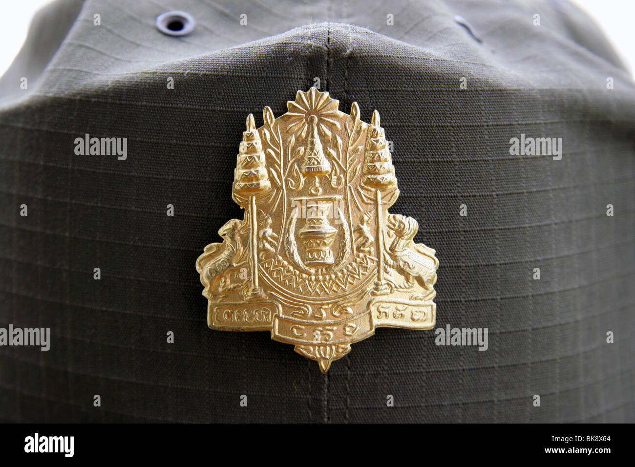 Polizia cambogiana cap Badge, Cambogia Foto Stock