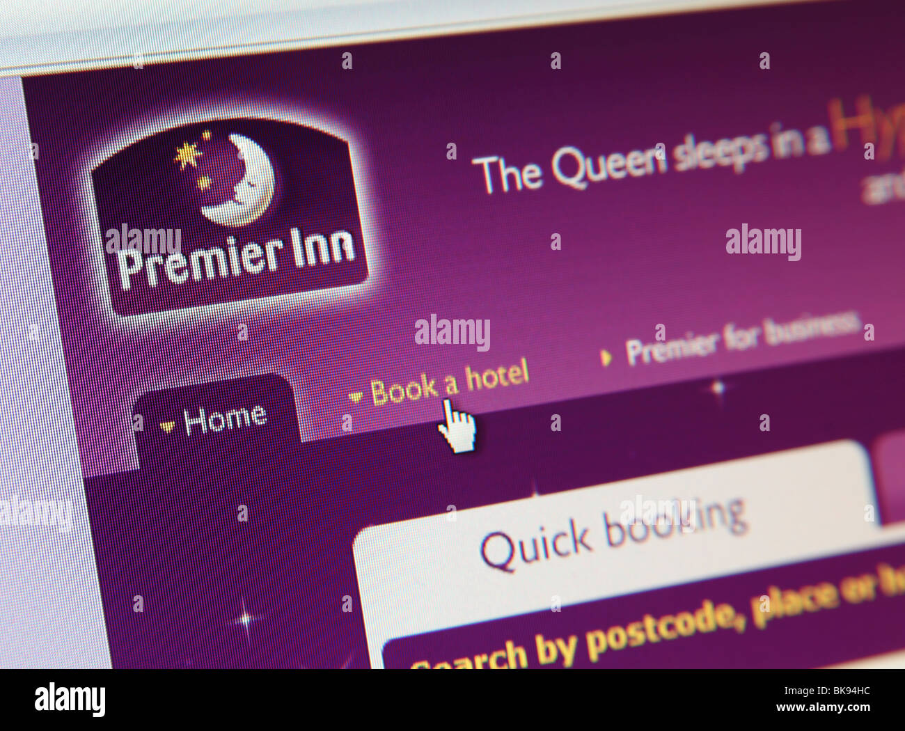 Premier Inn nella Home Page del sito Web Foto Stock