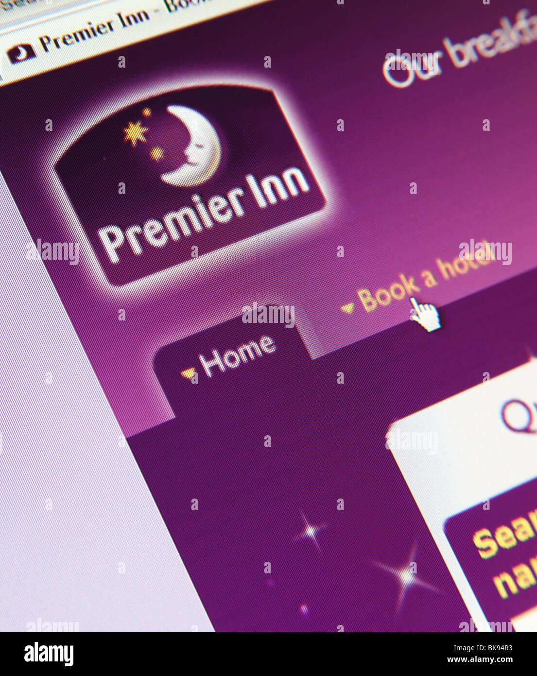 Premier Inn nella Home Page del sito Web Foto Stock