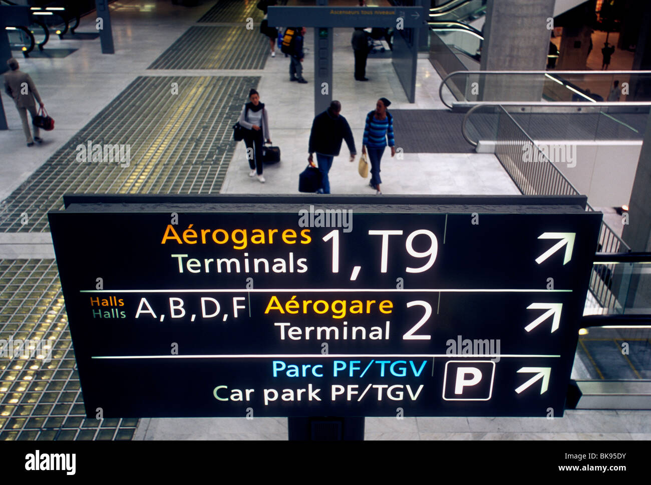 Persone con biglietto passeggeri passeggeri all'Aeroporto Internazionale di Charles de Gaulle Paris regione Ile-de-France Francia Europa Foto Stock