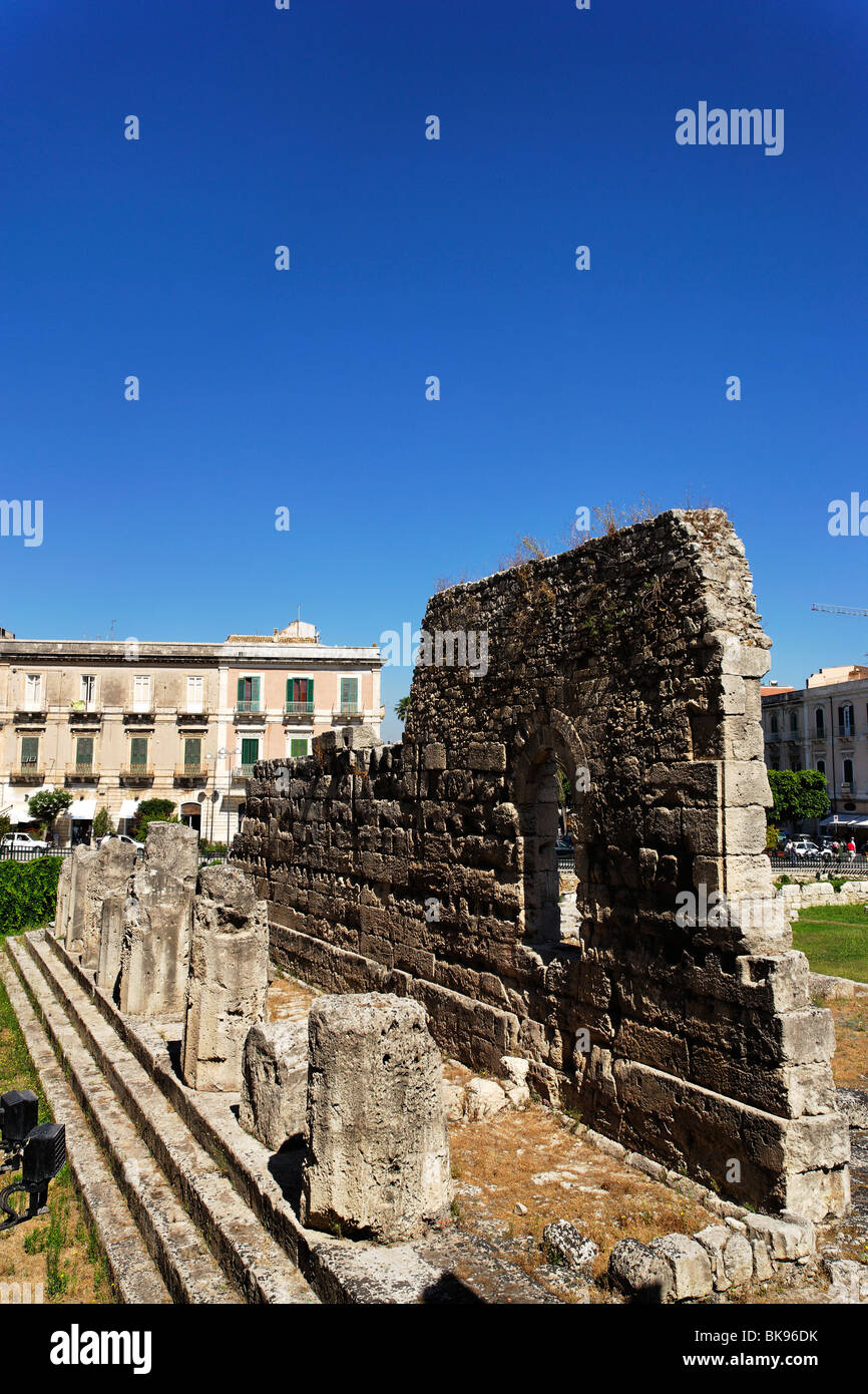 Tempio di Apollo, Siracusa, l'isola di Ortigia, Sicilia, Italia Foto Stock