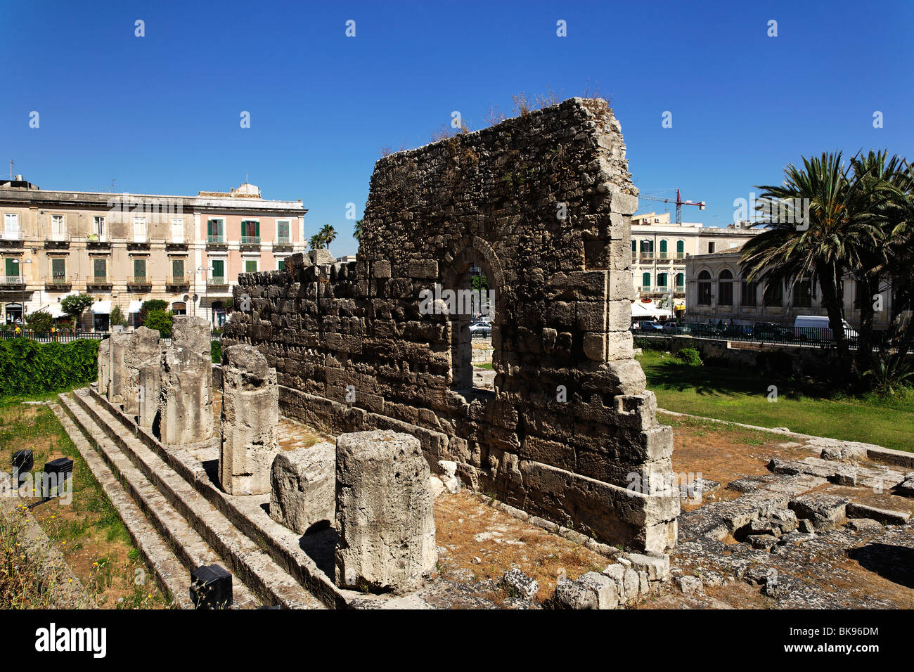Tempio di Apollo, Siracusa, l'isola di Ortigia, Sicilia, Italia Foto Stock