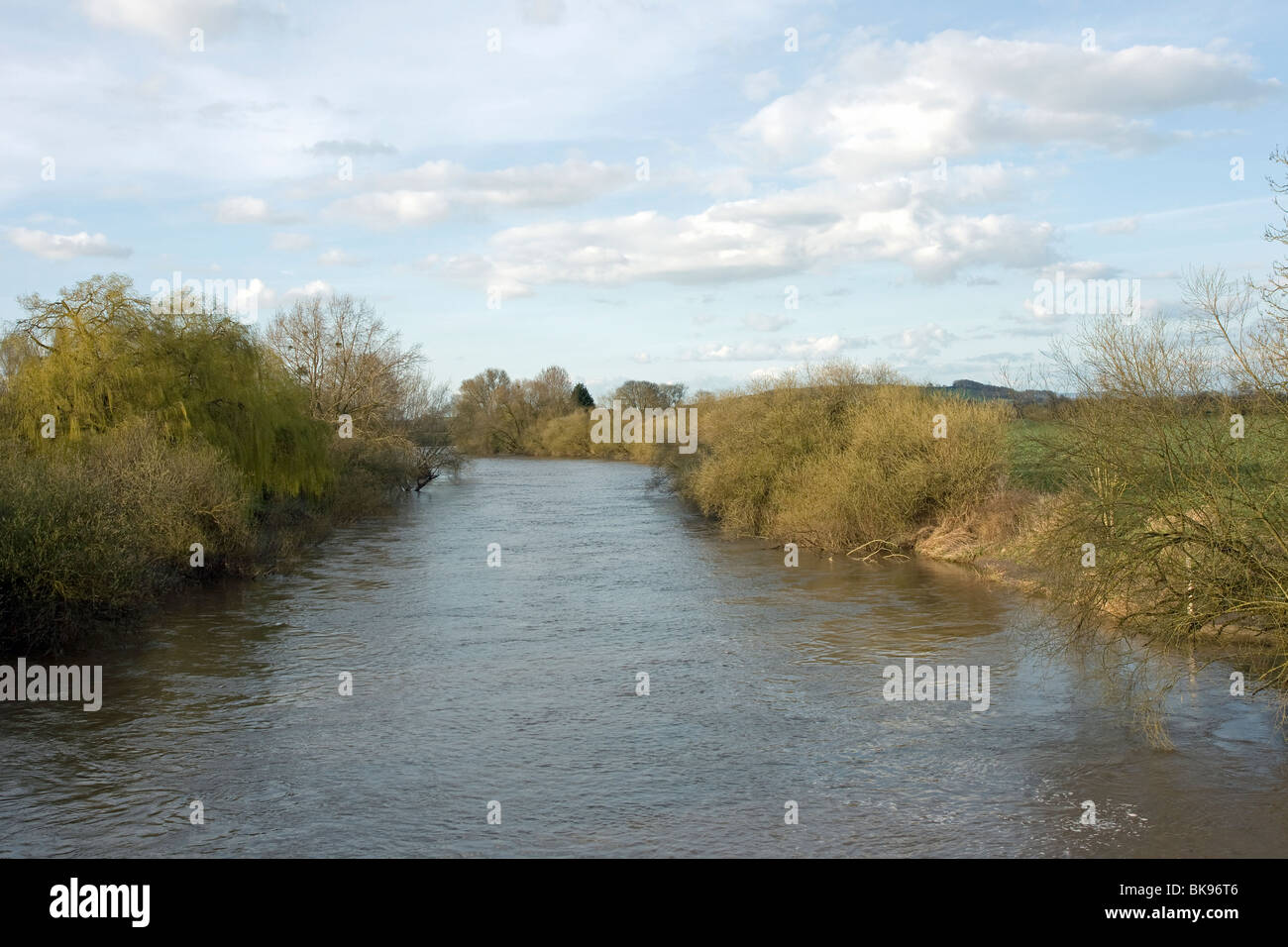 Il fiume Severn visto dal Ponte Maisemore guardando a Nord Foto Stock