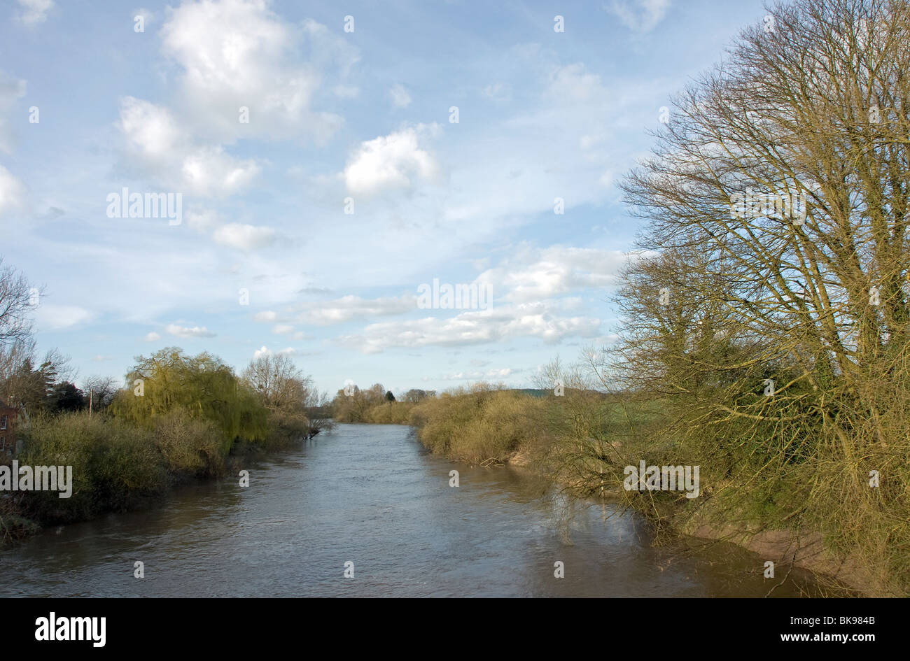 Il fiume Severn visto dal Ponte Maisemore guardando a Nord Foto Stock