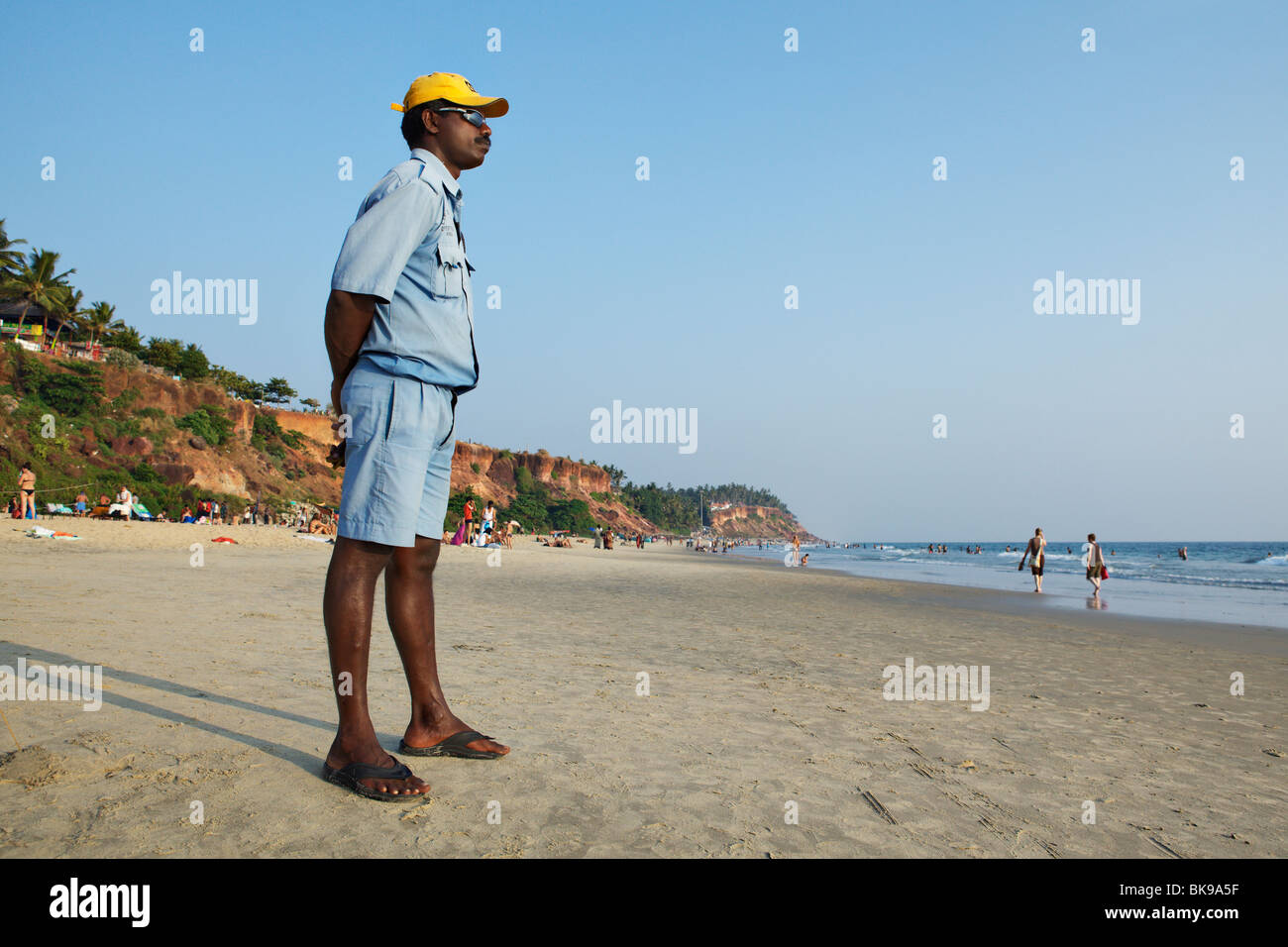 Life Guard a Varkala Beach, Kerala, India. Foto Stock