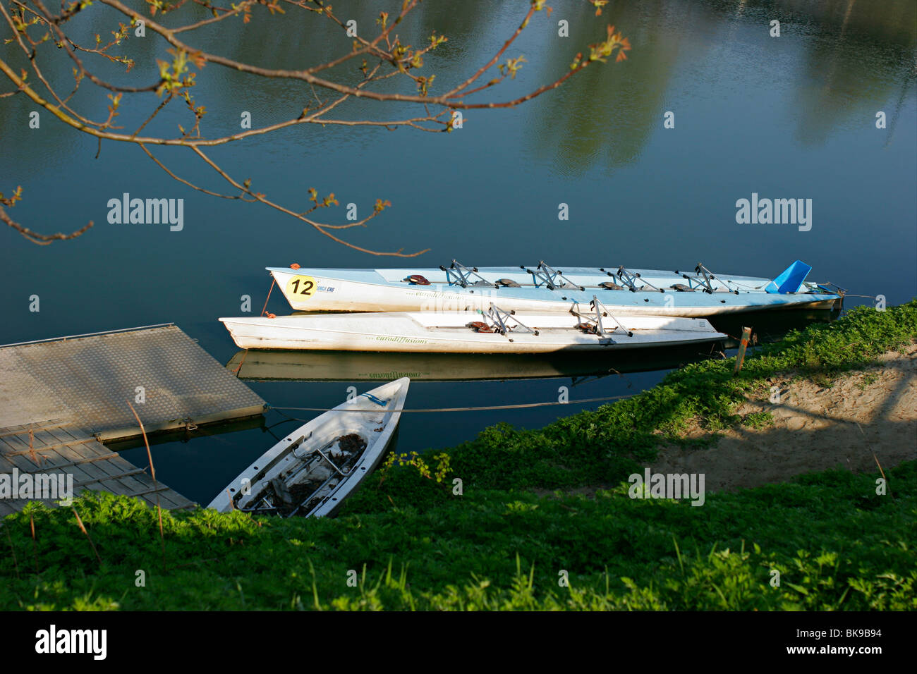 Canoa nel fiume Po, Torino Foto Stock