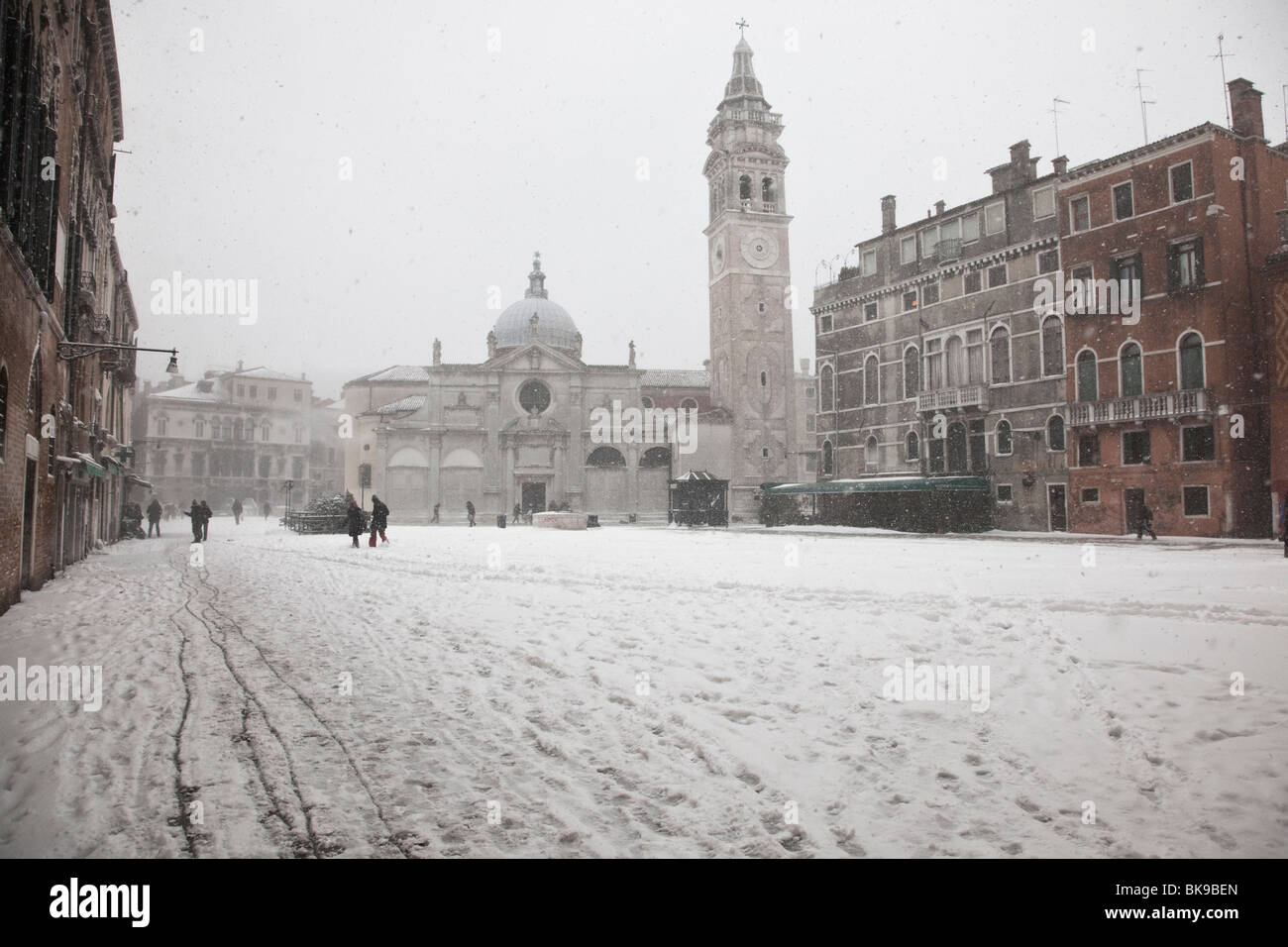 Neve a Venezia, Italia. Foto Stock