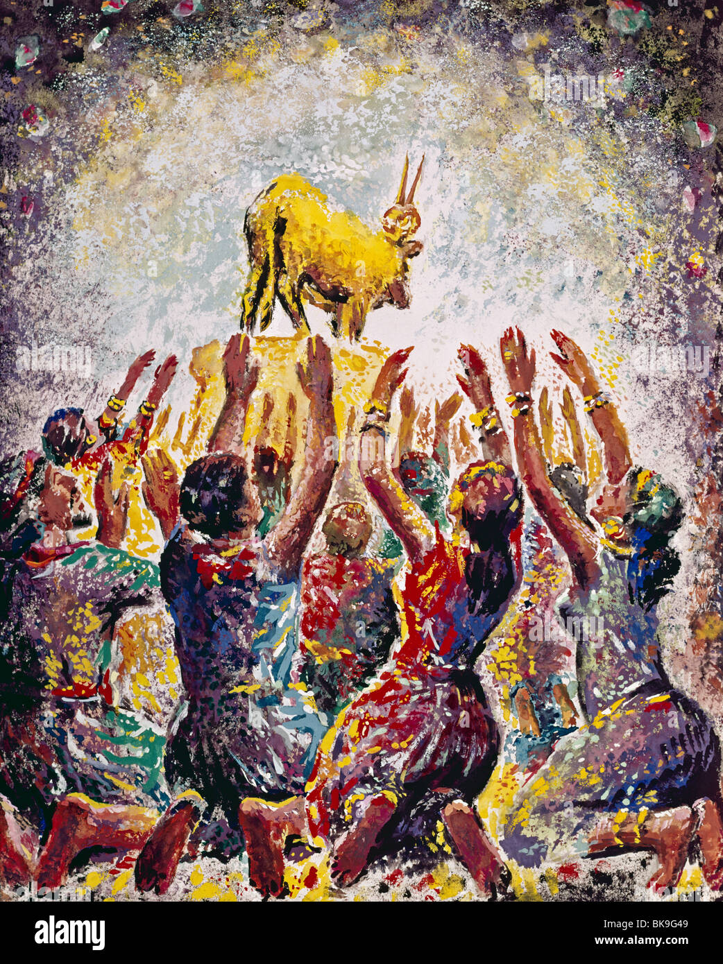 L'adorazione del vitello d'oro, Mazuranic, Vladimir (jugoslavo) Foto Stock