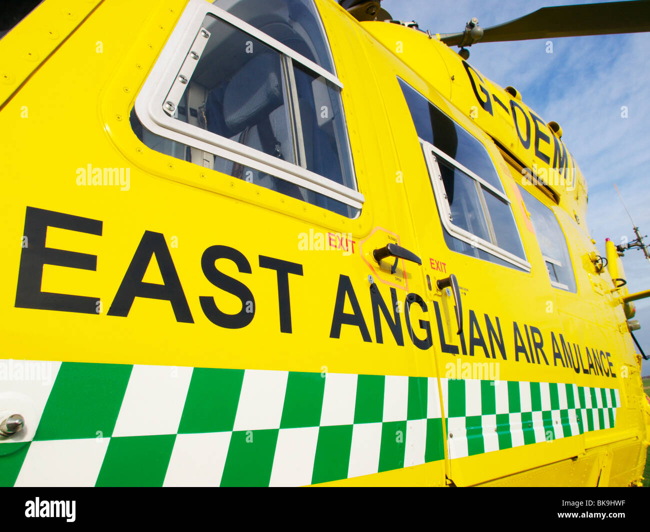 Vista astratta della East Anglian Air Ambulance Foto Stock