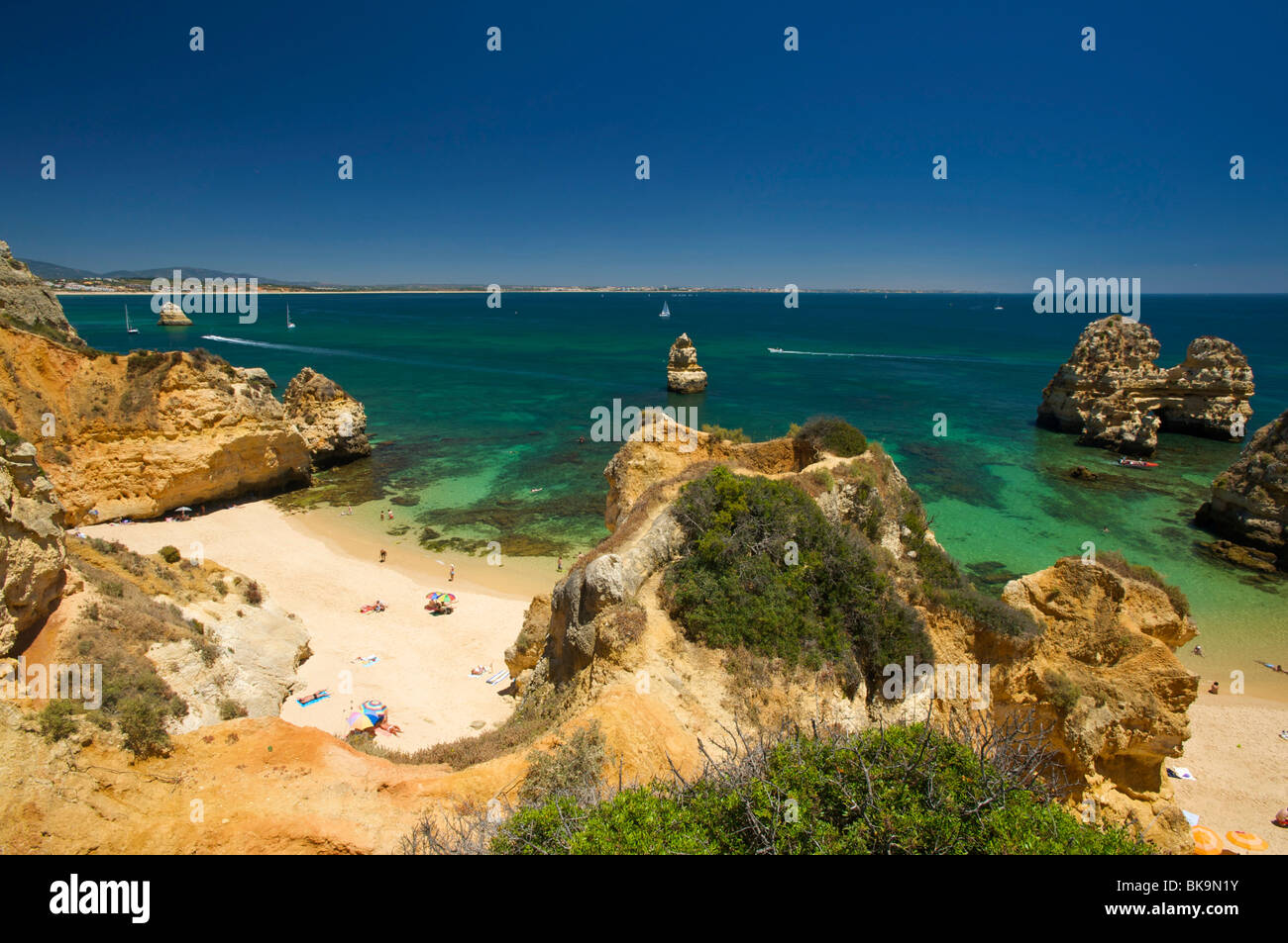 Praia do Camilo vicino a Lagos, Algarve, Portogallo, Europa Foto Stock