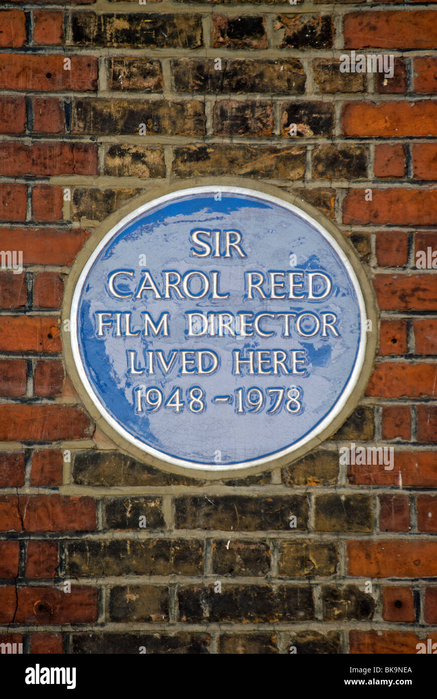 Targa blu markling una casa del regista sir carol reed, su Kings Road, a Chelsea, Londra, Inghilterra Foto Stock