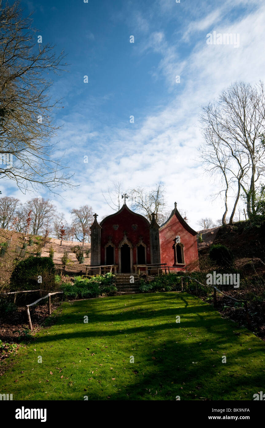 Il recentemente ristrutturato Casa Rossa a Painswick Giardino rococò nel Costwolds Foto Stock