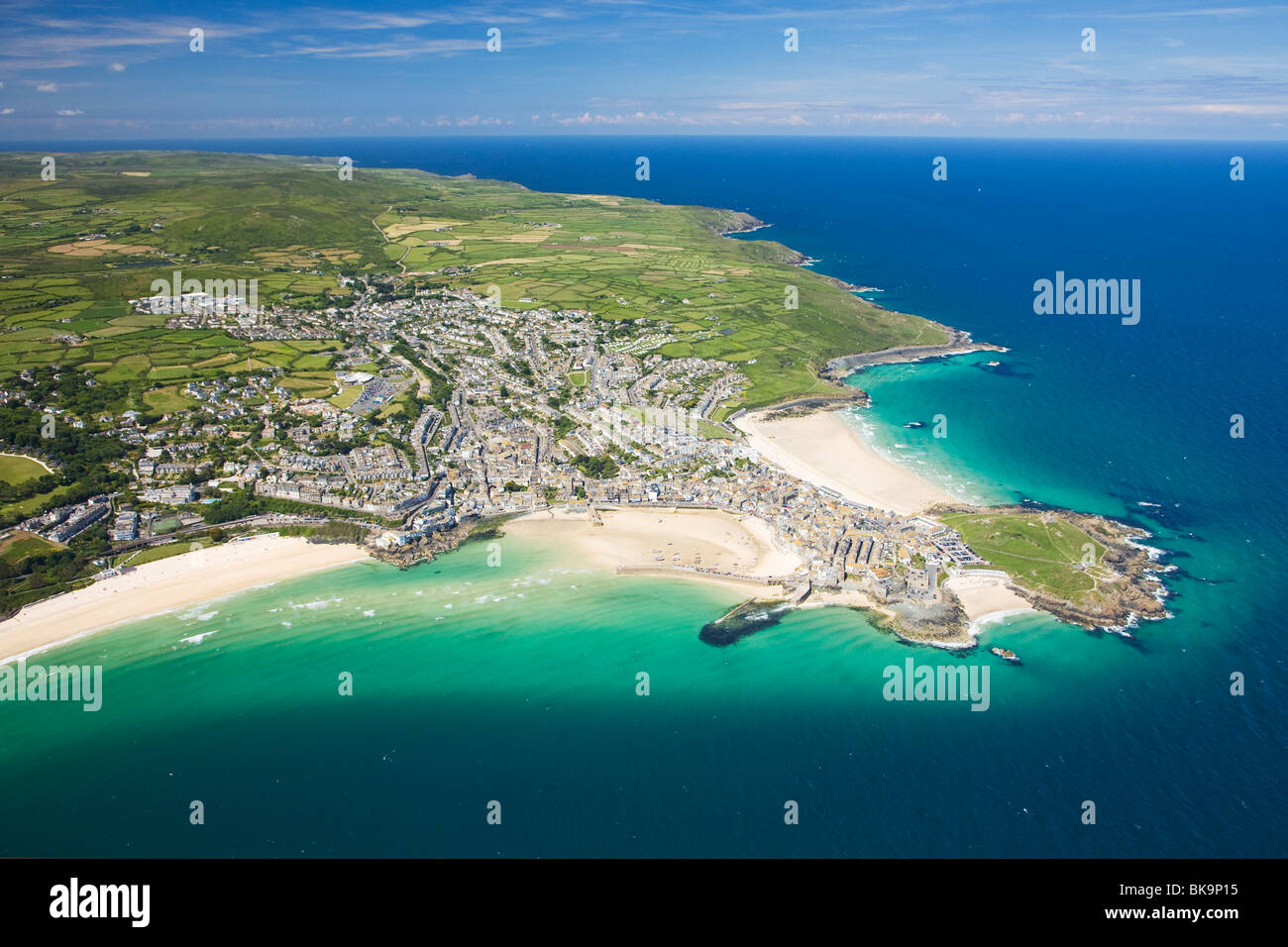 St Ives costa in estate, Cornwall, Regno Unito Foto Stock