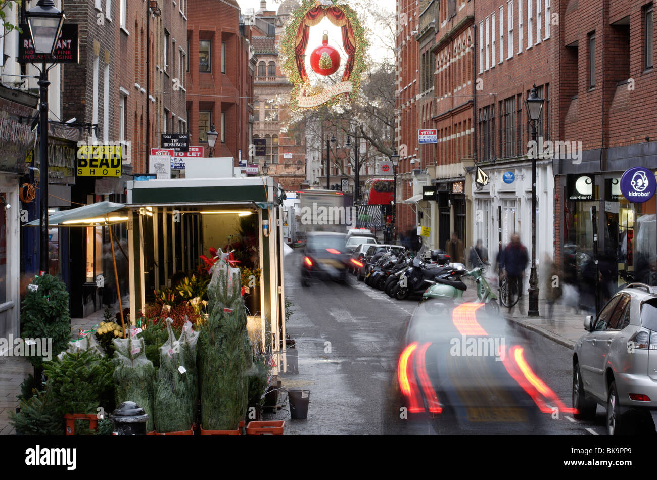 Earlham Street, Seven Dials, Londra a Natale Foto Stock