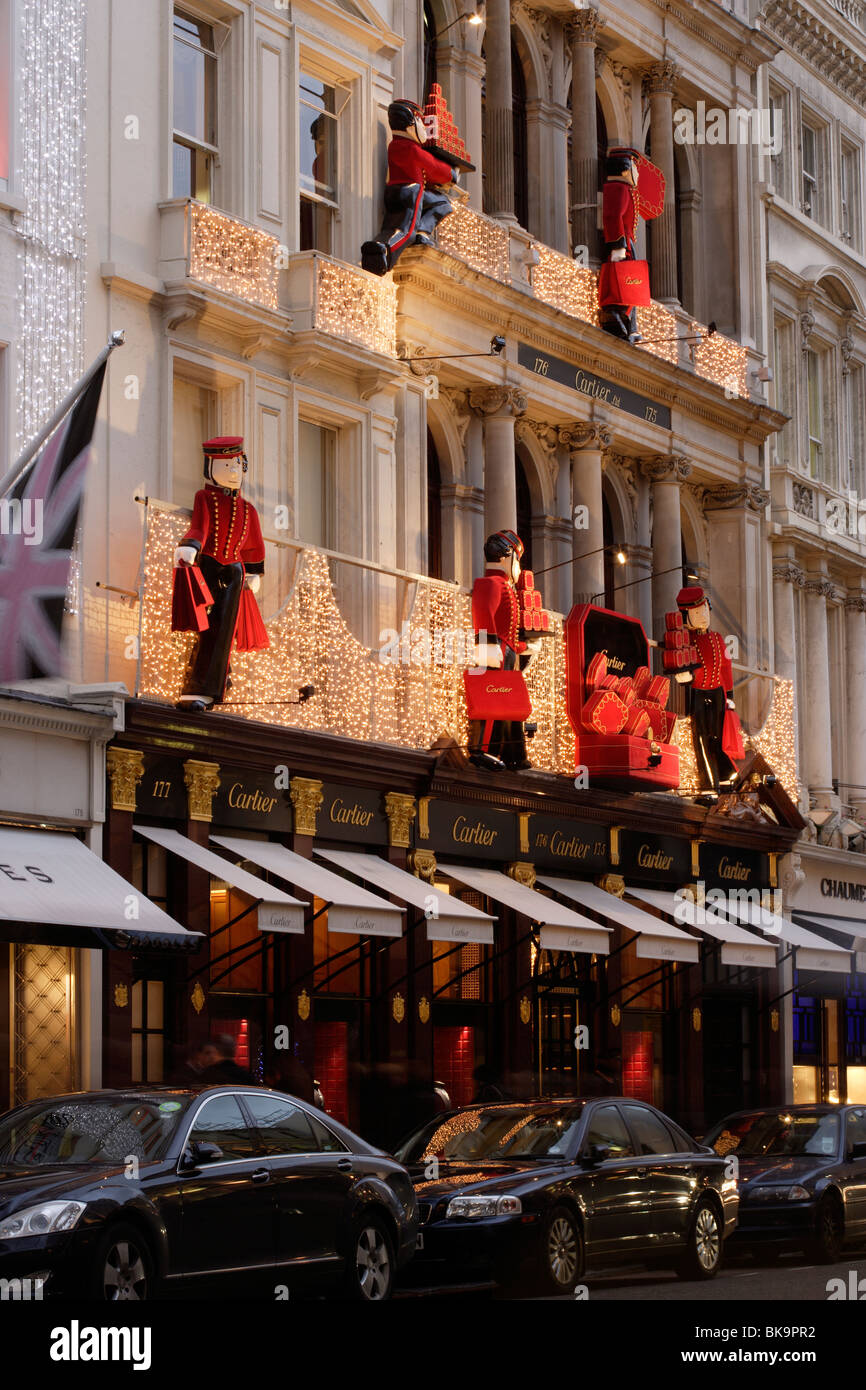 Negozio di Cartier a Natale, Old Bond Street Londra Foto Stock
