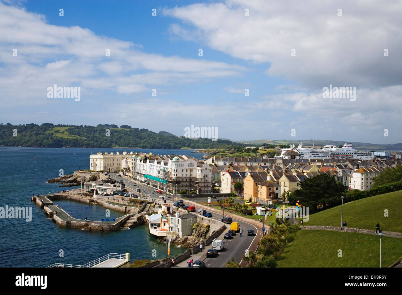 Angolo di alta vista del porto, Plymouth Devon, Inghilterra, Regno Unito Foto Stock
