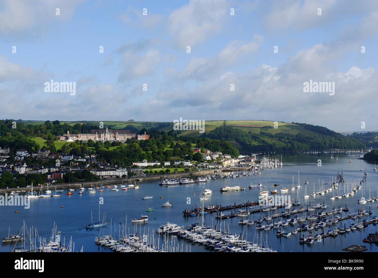 Vista su Dartmouth con Harbour, Dartmouth, Devon, Inghilterra, Regno Unito Foto Stock