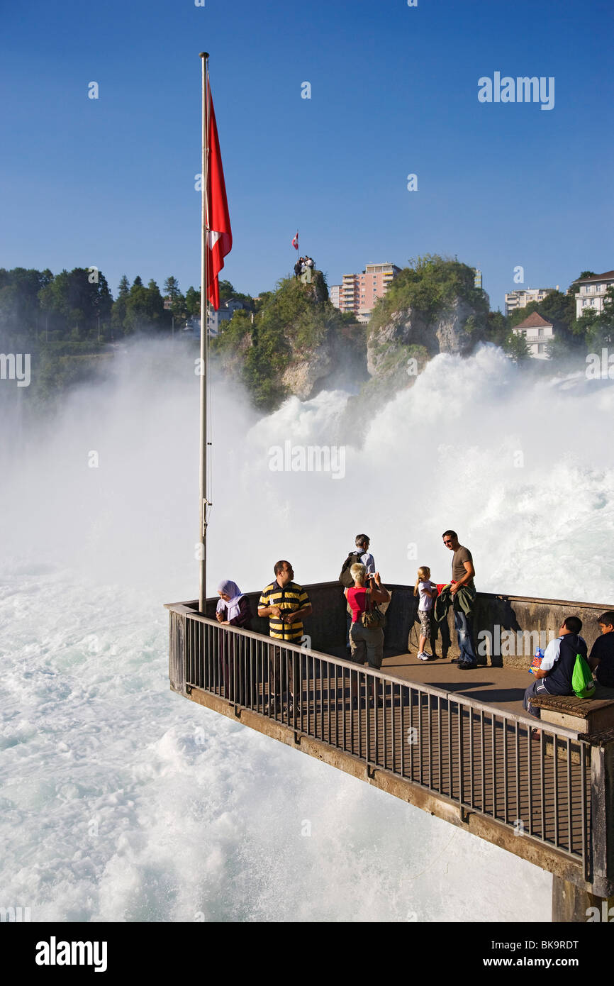 Cascate del Reno (Europa più grande cascata), Sciaffusa, Cantone di Sciaffusa, Svizzera Foto Stock
