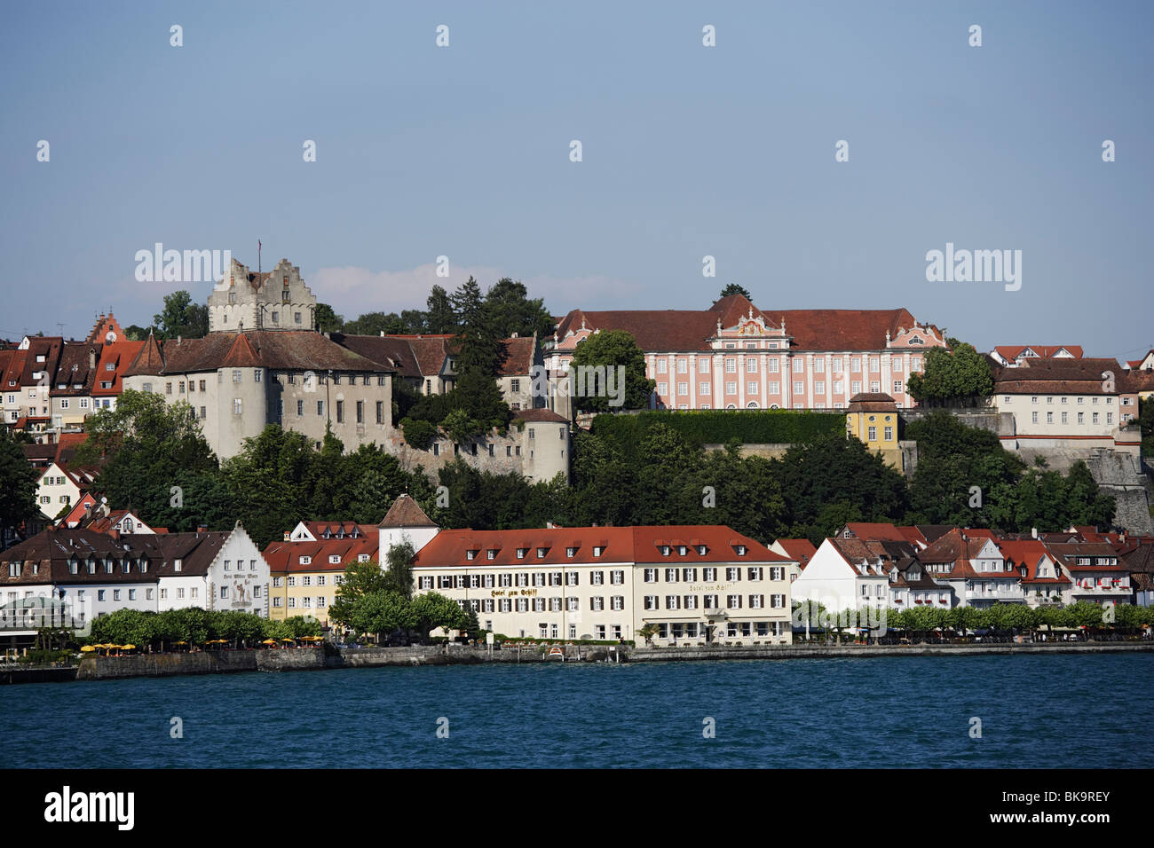 Il Castello Vecchio e Nuovo castello, Meersburg, Baden-Württemberg, Germania Foto Stock