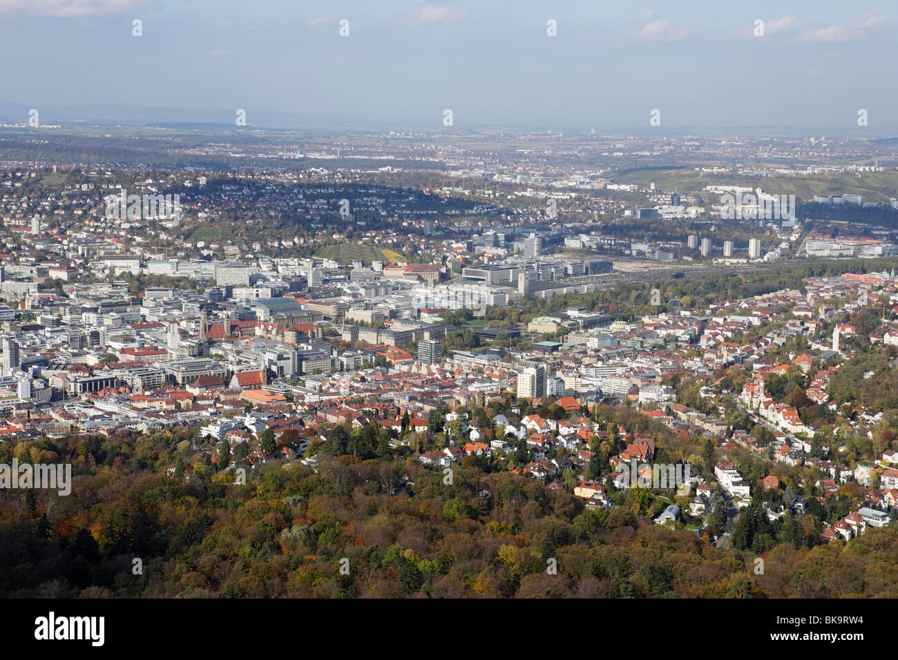 Angolo di alta vista di Stoccarda, Baden-Württemberg, Germania Foto Stock