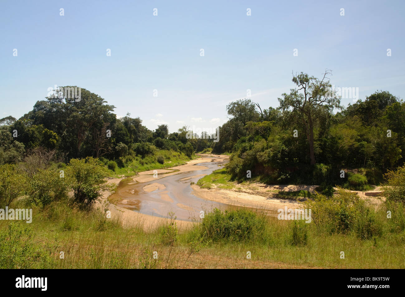 Sabbia fiume Meandro sul borer tra Kenya e Tanzania Foto Stock