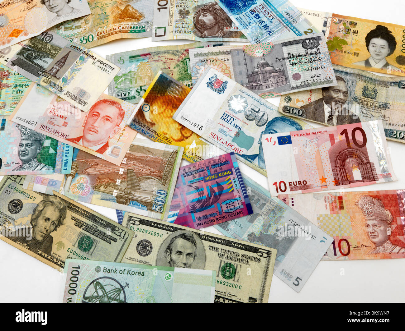 Misto di banconote in valuta Foto Stock