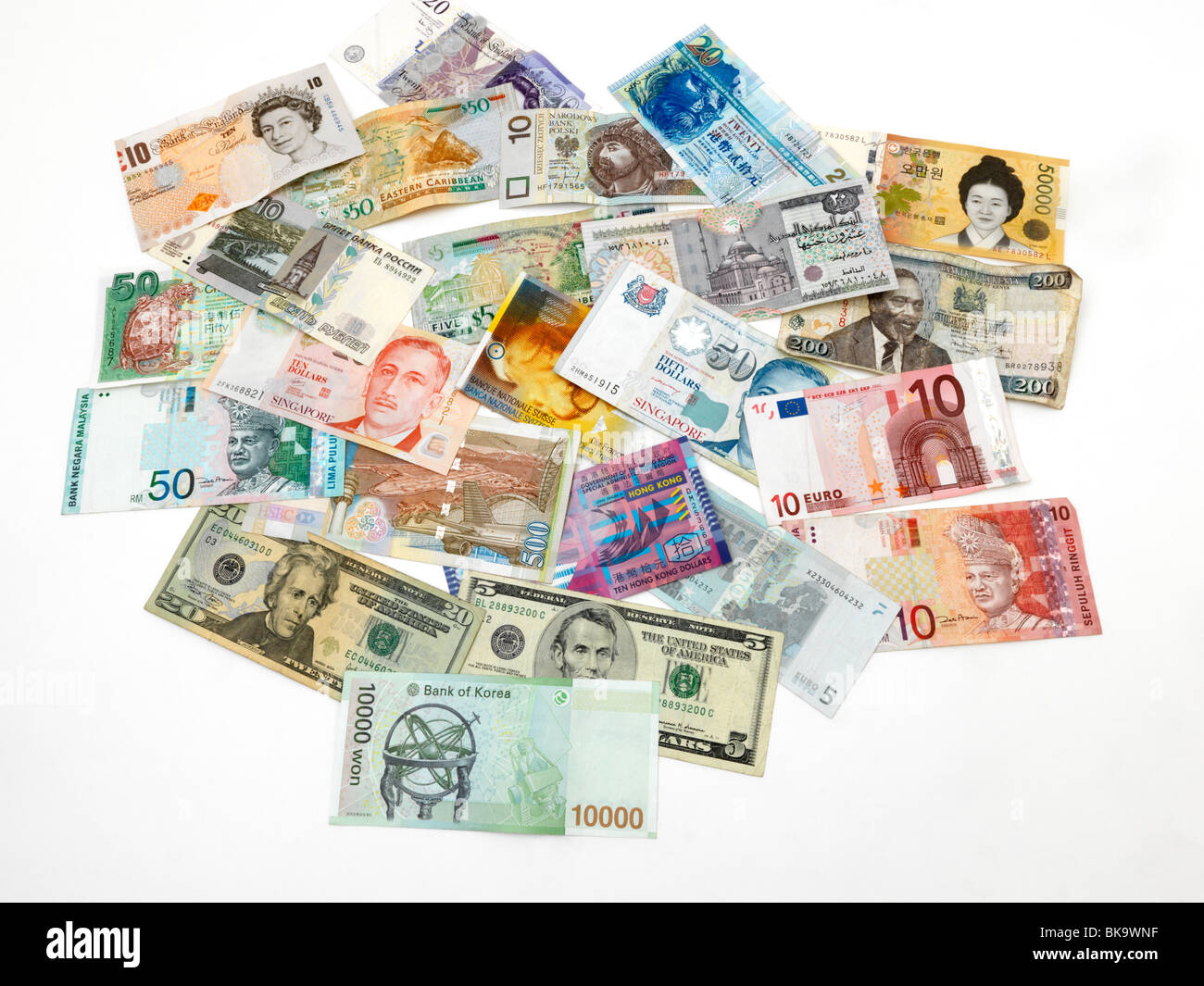 Misto di banconote in valuta Foto Stock