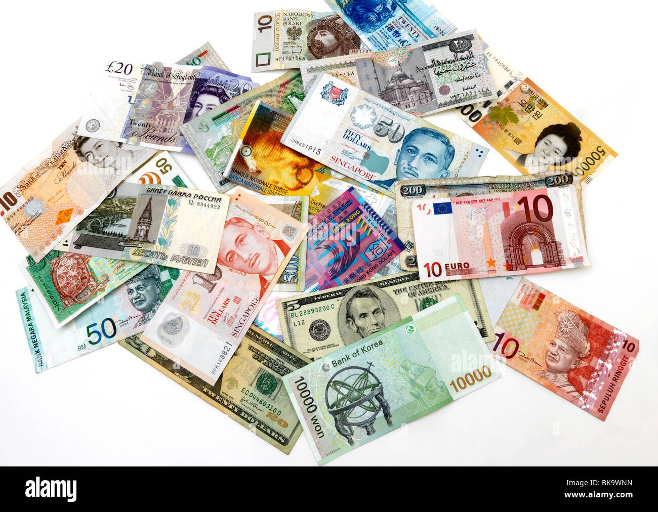 Misto di banconote in valuta Foto Stock