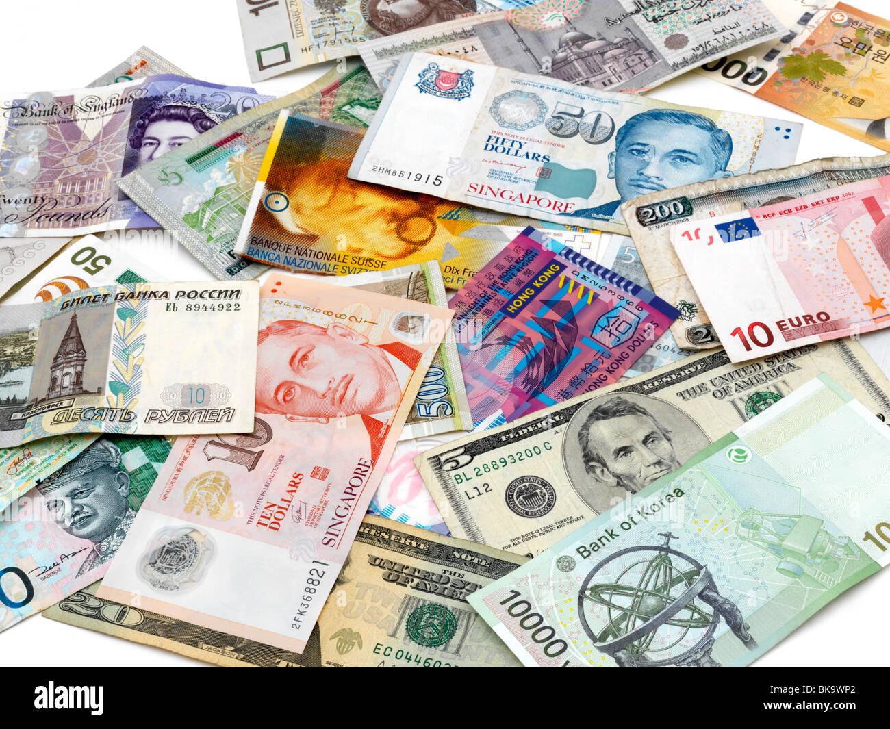 Misto di banconote in valuta Foto Stock