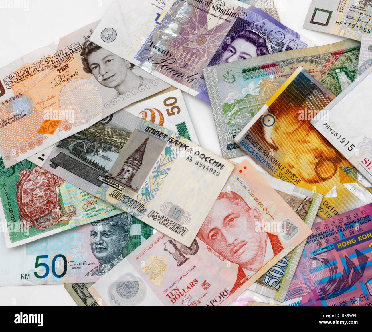 Misto di banconote in valuta Foto Stock