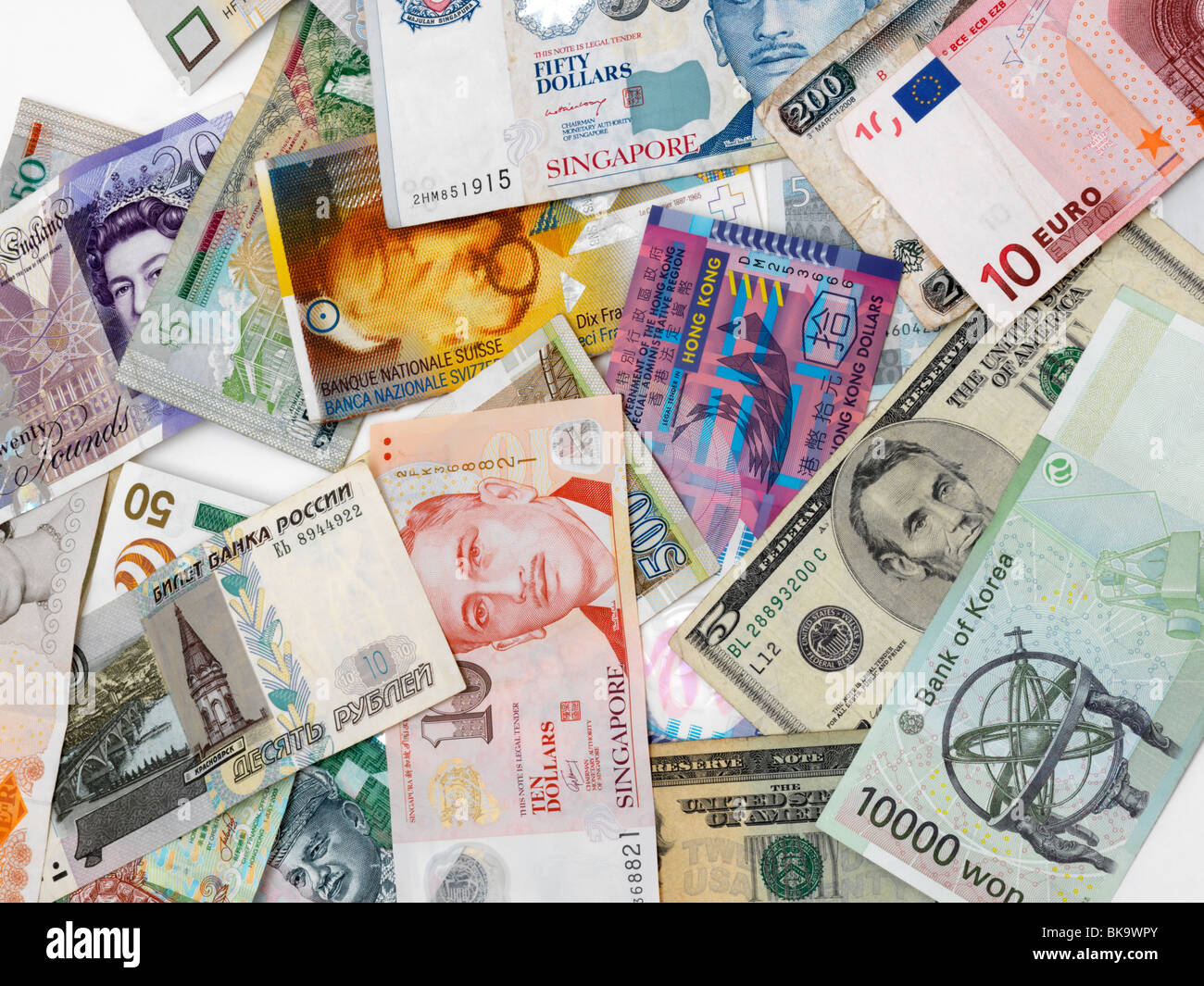 Misto di banconote in valuta Foto Stock