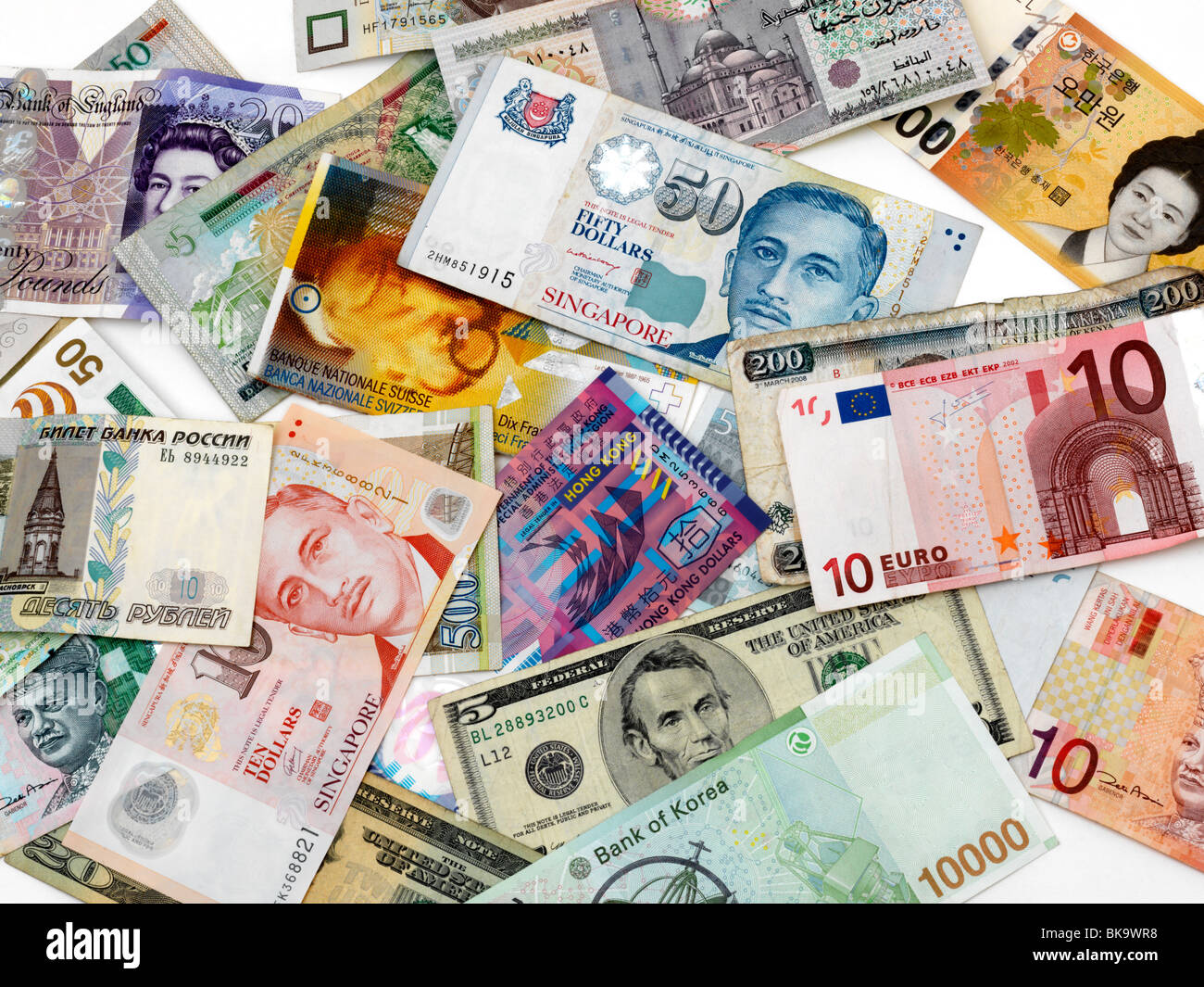 Misto di banconote in valuta Foto Stock