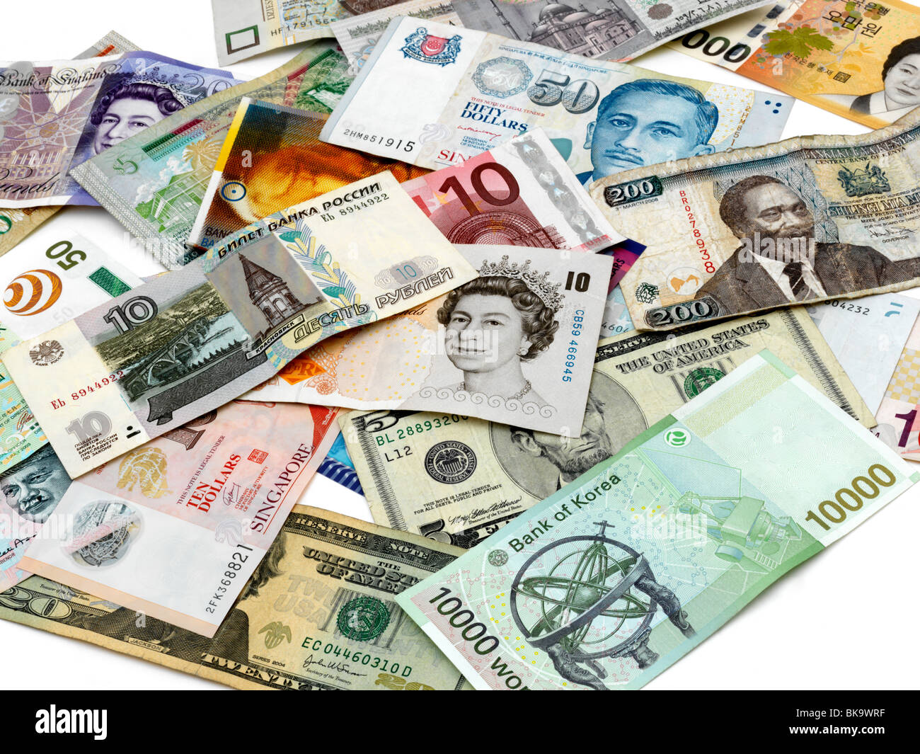 Misto di banconote in valuta Foto Stock