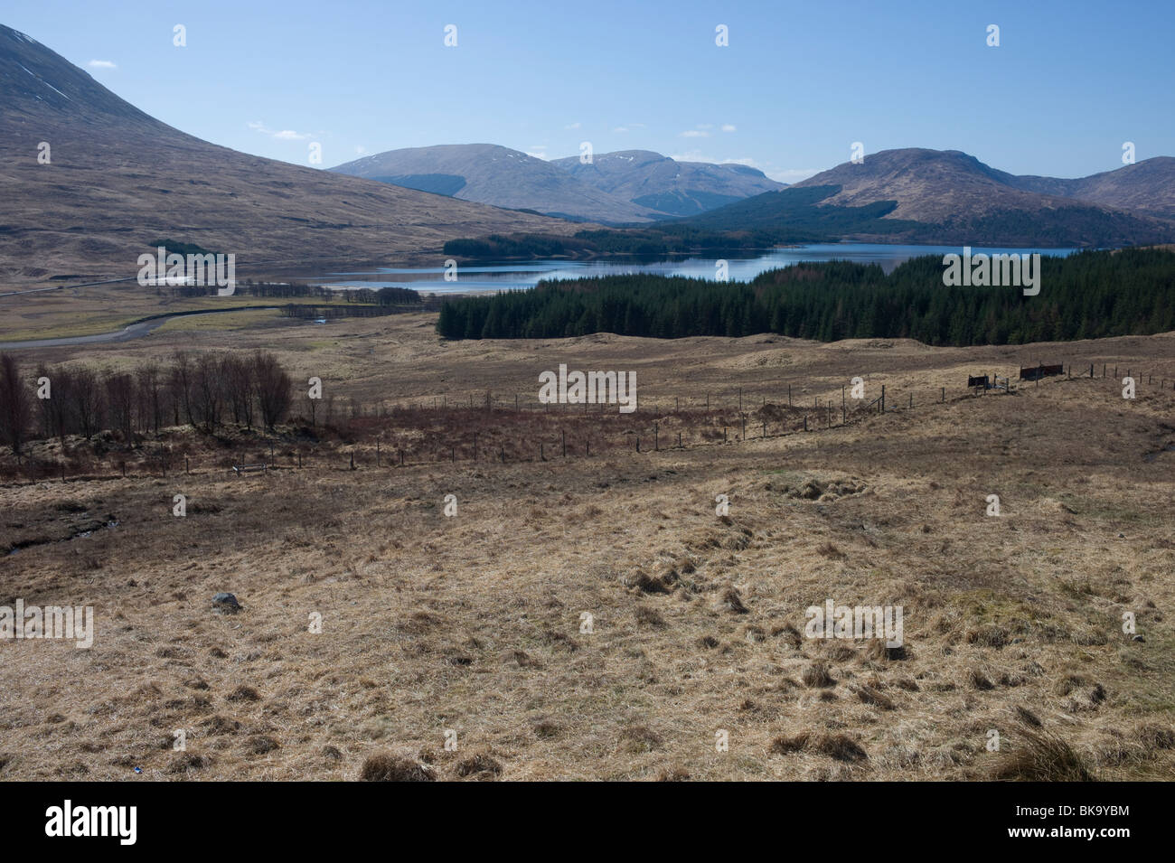 Loch Tuila , a nord di Bridge of Orchy, dalla A82, Argyll and Bute, Highlands della Scozia in Primavera Foto Stock