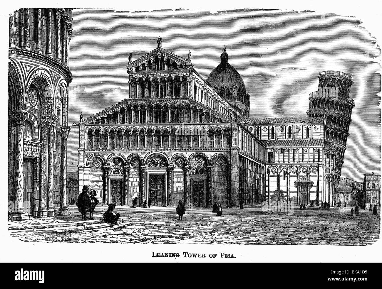 Geografia / viaggio, Italia, Pisa, battistero e Torre Pendente di Pisa, disegno colorato, 19th secolo, , Foto Stock